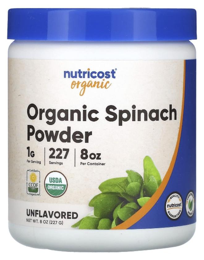 Nutricost, Organic Spinach Powder, Unflavored, 8 oz (227 g) (Packaging may vary) - Image 1