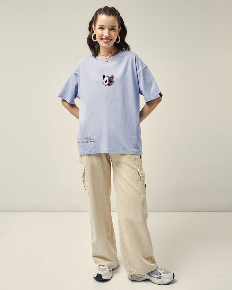 bewakoof Women's Baby Lavender Better & Better Graphic Printed Oversized T-shirt - Image 5
