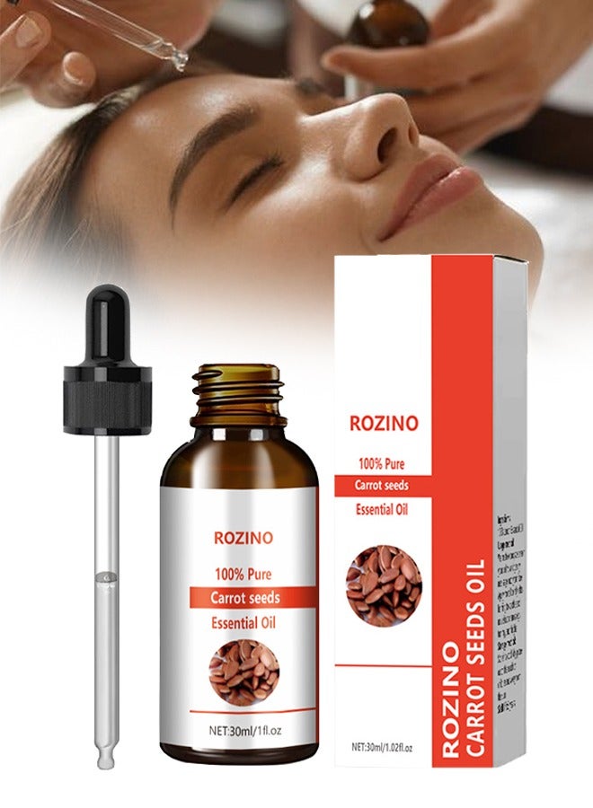 Rozino Carrot Seeds Essential Oil, 100% Natural Cold-Pressed Organic Carrot Oil for Face, Anti-Aging, Firming Skin, Moisturizer for Hair, Skin, and Nails, 30ml  - Image 1