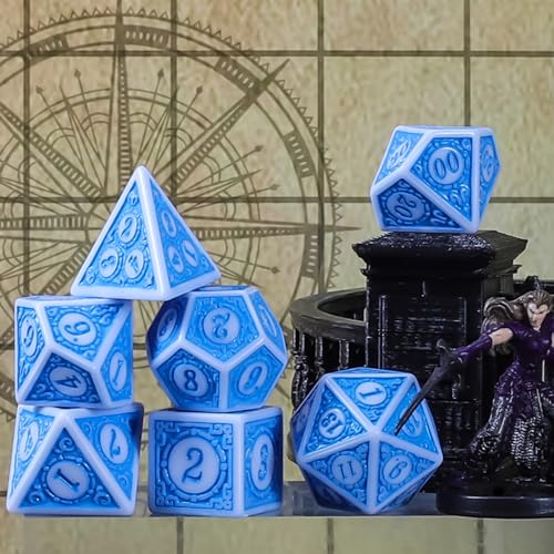 CiaraQ Polyhedral Dice Set - DND Role Playing Dice for Dungeons and Dragons RPG Table Games, Purple/Green/Yellow/Blue/Cyan, 35pcs - Image 5
