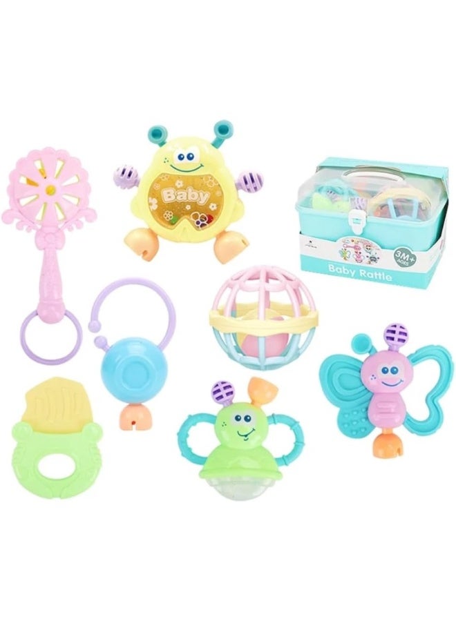 Baby Rattle & Teether Sensory Play Set (7 Pieces) - Safe & Stimulating Toys for Infant Development - Image 1