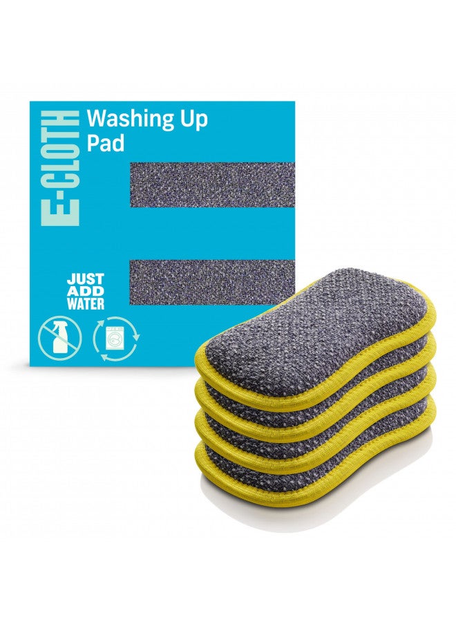 E-Cloth Washing Up Pad, Premium Microfiber Non-Scratch Kitchen Dish Scrubber Sponge, Ideal for Dish, Sink and Countertop Cleaning, 100 Wash Guarantee, Yellow, 4 Pack - Image 1