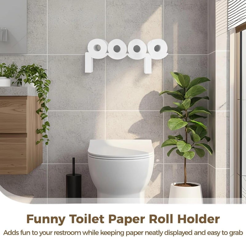 Poop Sign Toilet Paper Holder, Wall-Mount Bathroom Decor, Space-Saving Storage Rack, Adhesive Mount, Modern Wall Organizer - Image 5