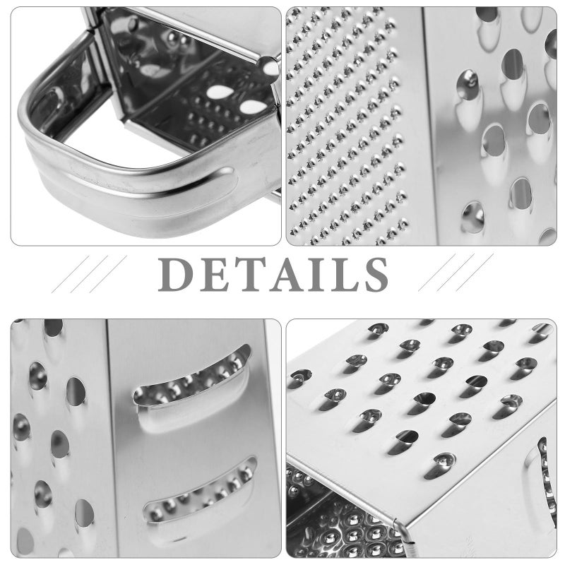 Stainless Steel 4 Sided Kitchen Grater 6 Inch Multi Functional Vegetable Cheese Shredder - Image 4
