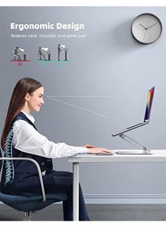 Lamicall Adjustable Laptop Stand Portable Laptop Riser Aluminum Laptop Stand For Desk Foldable Ergonomic Computer Notebook Stand Holder For Macbook Air Pro Dell Xps Hp 10 17.3 Silver  - Image 2