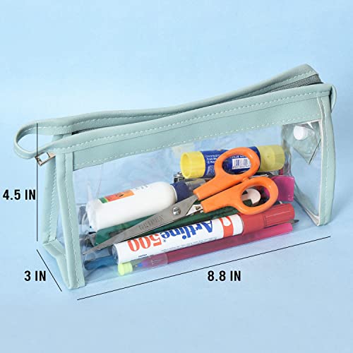 AQBAH ABS Large Capacity Big Pencil Pouch For Girls & Boys, Transparent Pen Bag Organizer For School, Collage, Office, Cute Cosmetic Bag For Girls, Multi-Purpose Stationary Bag Pack Of 1 (Green) - Image 2