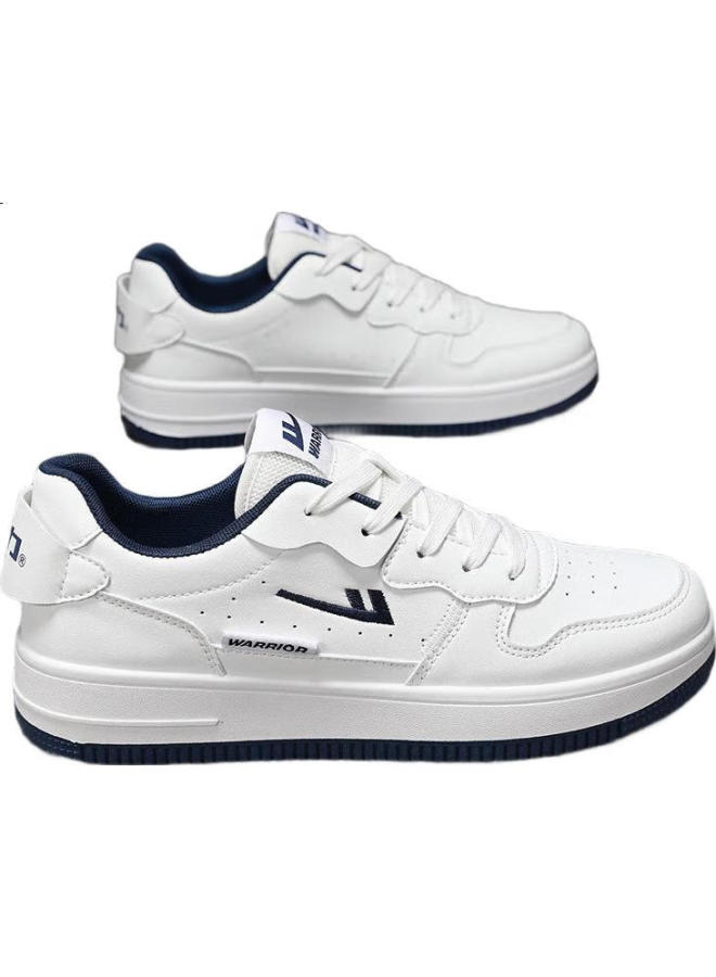 Warrior Men'S Casual Shoes Spring And Autumn Breathable Low-Top Men'S Shoes All-Match Sports White Shoes 1278M White Blue Size 43 - Image 2