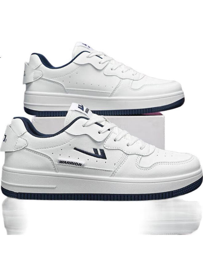 Warrior Men'S Casual Shoes Spring And Autumn Breathable Low-Top Men'S Shoes All-Match Sports White Shoes 1278M White Blue Size 43 - Image 1