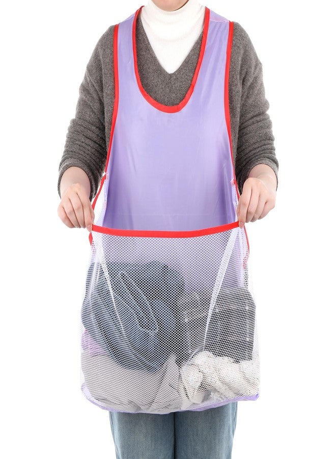 Xosjska Clothes Drying Aprons, Purple Laundry Apron with Large Pouch Waterproof Clothes Apron Laundrys Pet Bag Portable Sleeveless Laundry Aprons for Women Cooking Drying Cloth or Carrying Small Pets, Purple - Image 1