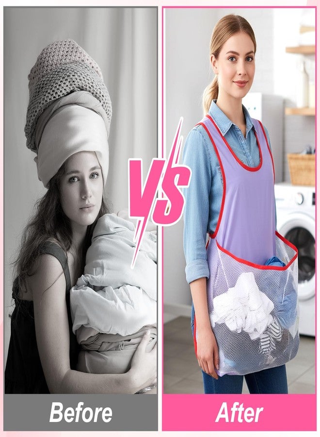 Xosjska Clothes Drying Aprons, Purple Laundry Apron with Large Pouch Waterproof Clothes Apron Laundrys Pet Bag Portable Sleeveless Laundry Aprons for Women Cooking Drying Cloth or Carrying Small Pets, Purple - Image 5