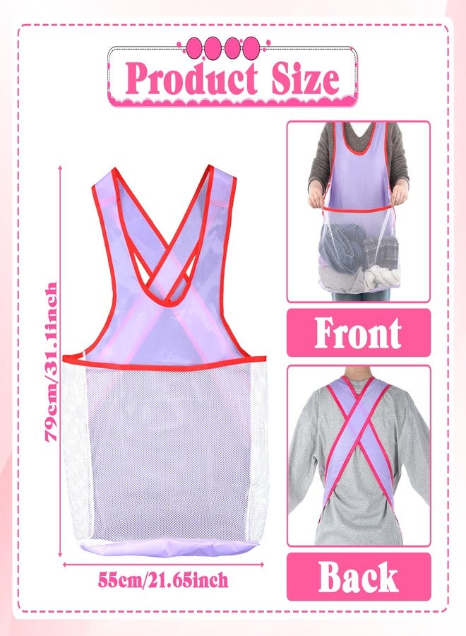 Xosjska Clothes Drying Aprons, Purple Laundry Apron with Large Pouch Waterproof Clothes Apron Laundrys Pet Bag Portable Sleeveless Laundry Aprons for Women Cooking Drying Cloth or Carrying Small Pets, Purple - Image 4