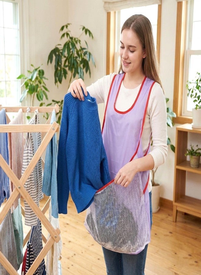 Xosjska Clothes Drying Aprons, Purple Laundry Apron with Large Pouch Waterproof Clothes Apron Laundrys Pet Bag Portable Sleeveless Laundry Aprons for Women Cooking Drying Cloth or Carrying Small Pets, Purple - Image 2