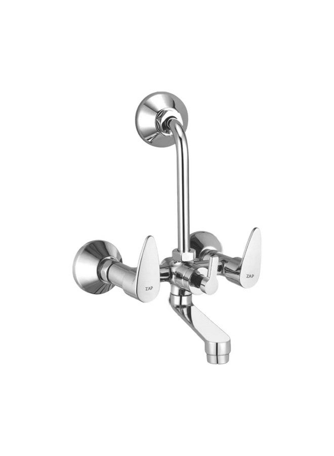 ZAP Brezza Brass Wall Mixer with 125MM Overhead Bend Pipe | Chrome Finish Bathroom Wall Mixer Tap | 2-in-1 Wall Mounted Bath Fitting | Durable Brass Construction - Image 1