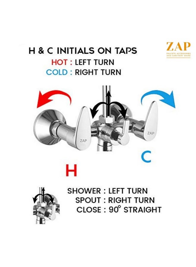 ZAP Brezza Brass Wall Mixer with 125MM Overhead Bend Pipe | Chrome Finish Bathroom Wall Mixer Tap | 2-in-1 Wall Mounted Bath Fitting | Durable Brass Construction - Image 4