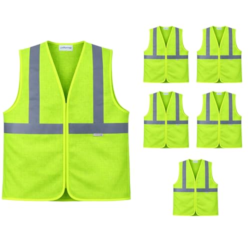 uniformer Safety Jacket for Men and Women | Reflective High Visibility | Ideal Unisex Safety Jacket for Construction & Road Safety | Used in Airport, Construction, Traffic (Yellow_Pack of 5) - Image 1