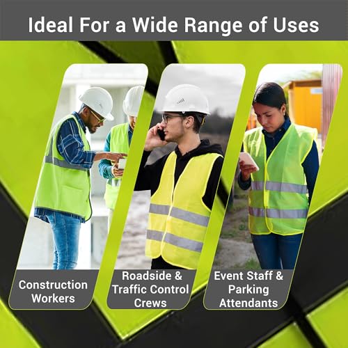 uniformer Safety Jacket for Men and Women | Reflective High Visibility | Ideal Unisex Safety Jacket for Construction & Road Safety | Used in Airport, Construction, Traffic (Yellow_Pack of 5) - Image 4