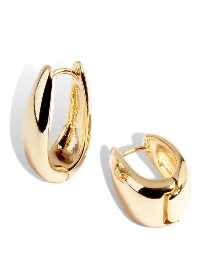 Salve Chic Chunky Oval Huggie Hoop Earrings for Women Fashion | Stylish Trendy Latest Gold Bali Western Dainty Ear Accessories | Korean Earrings for Girls | Valentine's Gift for Girlfriend - Image 1