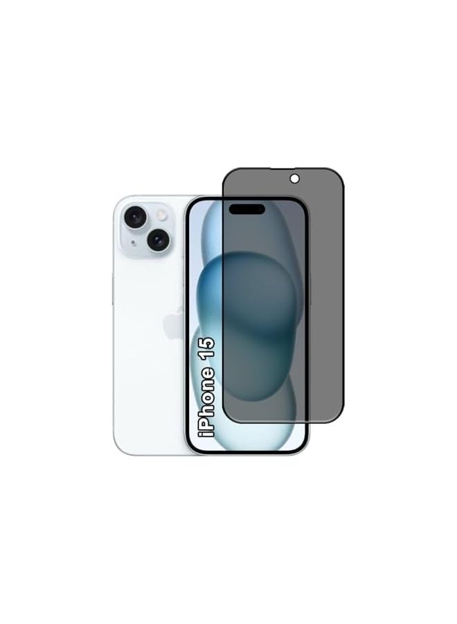PROMASS Privacy Screen Protector For Apple iPhone 15 9H Hardness Anit Spy Tempered Glass Film [100% Privacy Protection], Bubble Free Easy Installation, Full Coverage And Anti Scratch - Image 1