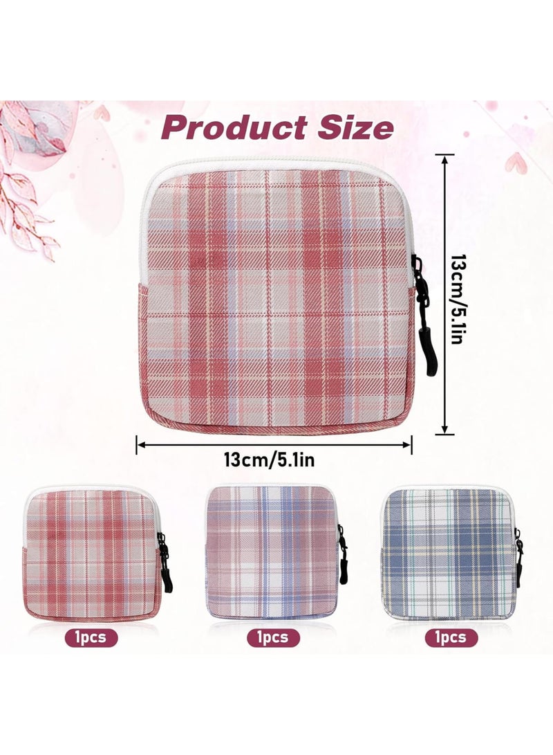 SOLARAE 3 Pcs Sanitary Napkin Storage Bag, Period Pouch, Period Bag, Lattice Feminine Menstrual Pad Tampon Storage Pouch, Portable Sanitary Pads Pouches First Period Bag for Teen Girls Women Ladies - Image 2