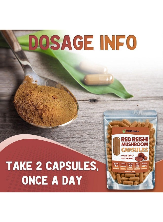 XPRS Nutra Reishi Mushroom Capsules - 180 Count Red Reishi Mushroom Capsules - 3 Month Supply Real Mushrooms Reishi Supplement Pills for Cognitive and Immune Boost - Mushroom Reishi Hongo Reishi Organico - Image 5