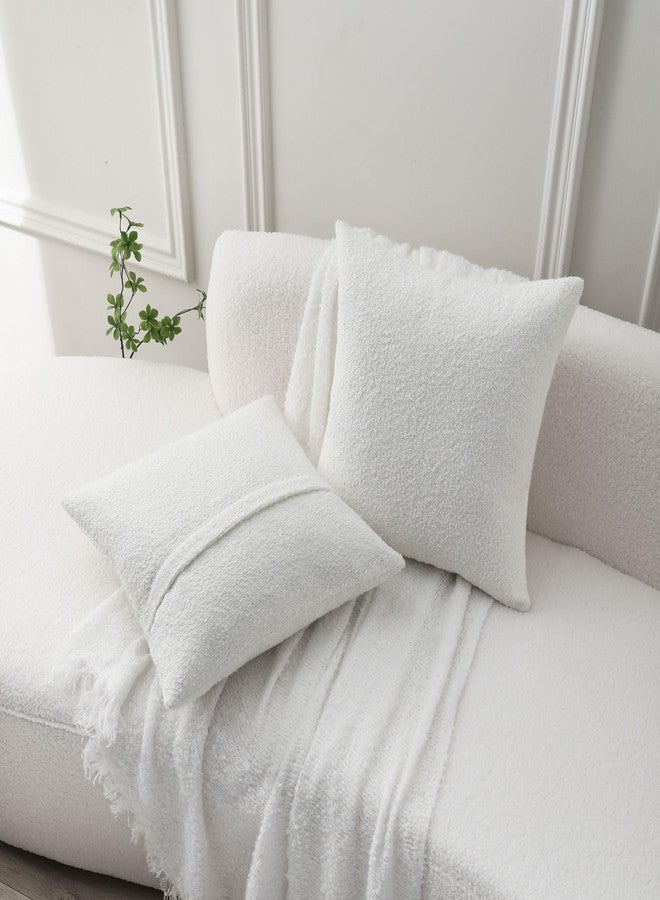 FUTEI Pack of 2 White Decorative Throw Pillow Covers 18x18 Inch Soft Cozy Solid Boucle Textured Cushion Case,Modern Home Decor for Couch Bed Living Room - Image 5