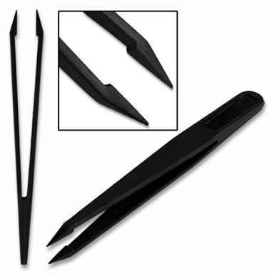 SCHOFIC ESD Safe Anti-Static Plastic Tweezers -Black (1, CURVED) - Image 2