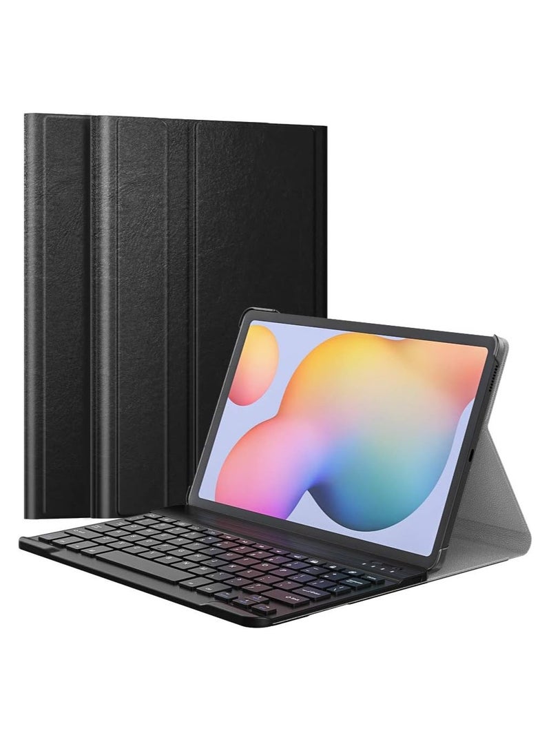 Generic Keyboard Case Compatible with Galaxy Tab S6 Lite 2020, PU Tablet Cover Shell Case with Removable Wireless Keyboard Fit Samsung Galaxy Tab S6 Lite 10.4 2020 SM-P610/P615, Black  - Image 1