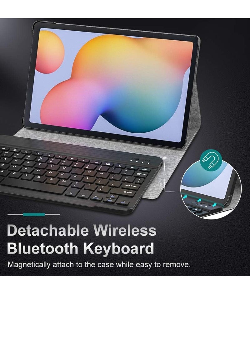 Generic Keyboard Case Compatible with Galaxy Tab S6 Lite 2020, PU Tablet Cover Shell Case with Removable Wireless Keyboard Fit Samsung Galaxy Tab S6 Lite 10.4 2020 SM-P610/P615, Black  - Image 2