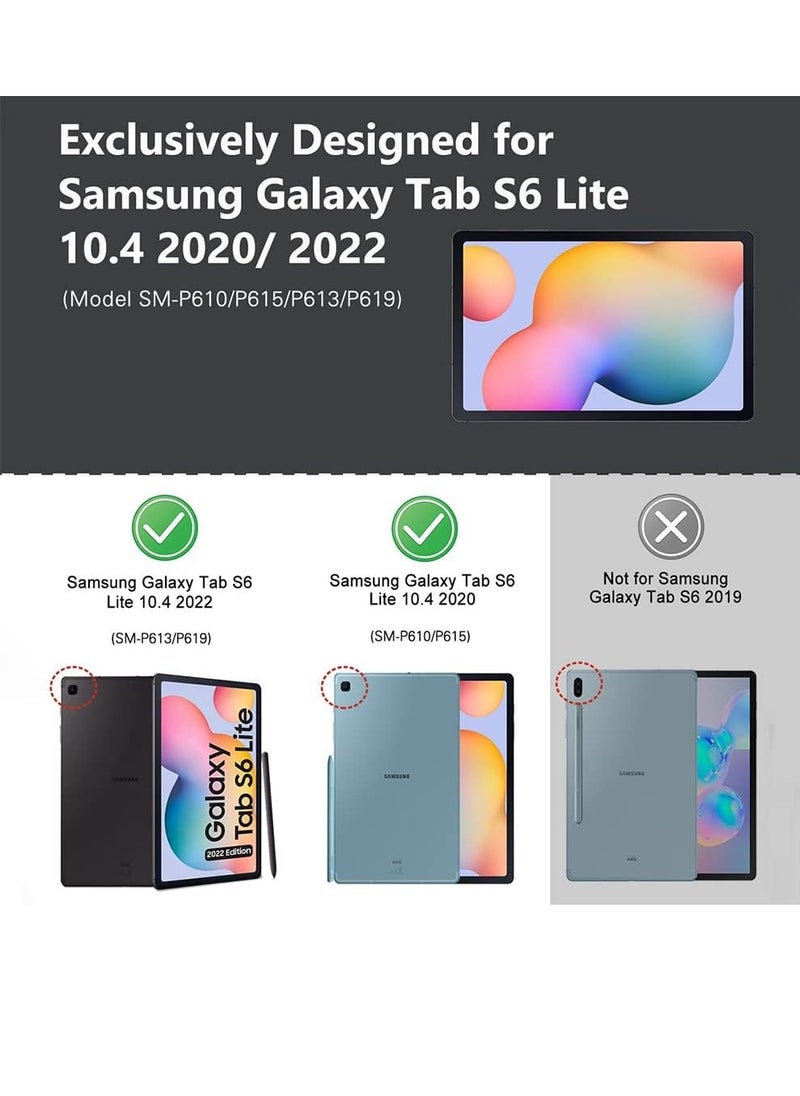 Keyboard Case Compatible with Galaxy Tab S6 Lite 2020, PU Tablet Cover Shell Case with Removable Wireless Keyboard Fit Samsung Galaxy Tab S6 Lite 10.4 2020 SM-P610/P615, Black