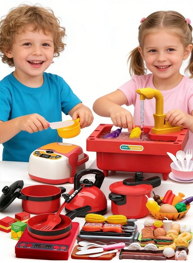 Lasola Kids Kitchen Playset,80PCS Kitchen Playset For Kids,Kitchen Cooking Playset,Pretend Play Kitchen Toy Set,  Play House Toy,Mini Kid Toy, Pretend Play,Kitchen Set for Toddlers Boys Girls - Image 3