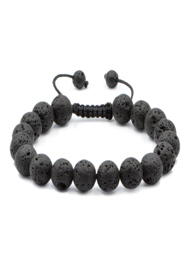 AD Beads Natural 10mm Gemstone Bracelets Healing Power Crystal Macrame Adjustable 7-9 Inch (Black Lava) - Image 1