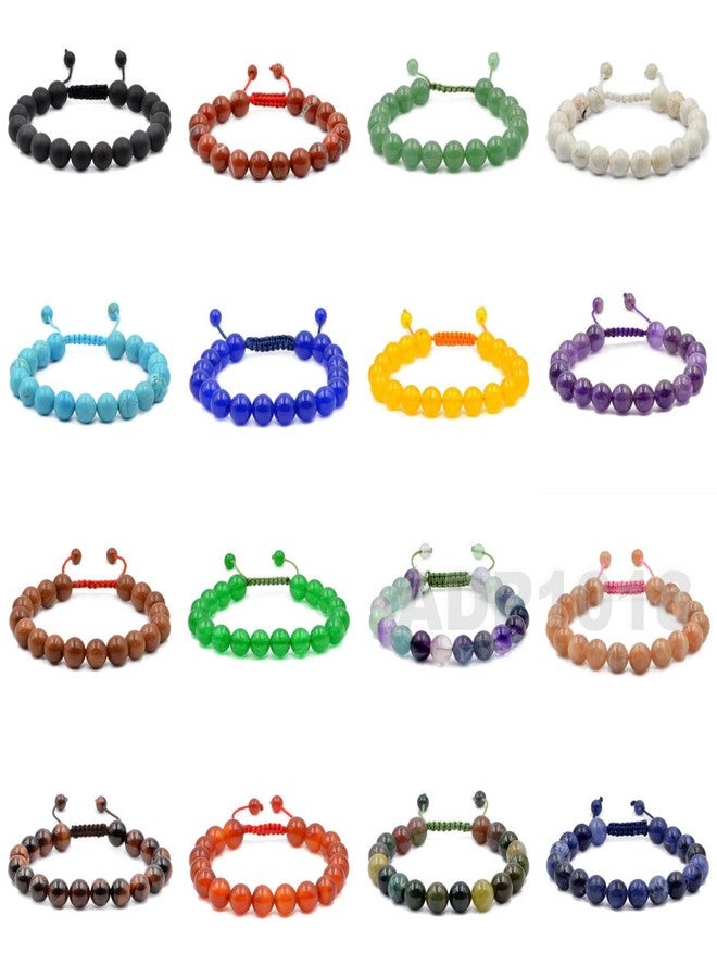 AD Beads Natural 10mm Gemstone Bracelets Healing Power Crystal Macrame Adjustable 7-9 Inch (Black Lava) - Image 4