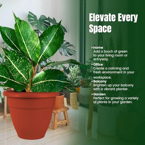 IMAGINEA 18 Inch Flower Pot for Home Decoration | Big Size Plastic Pot for Living Room, Office | Gamla for Plants | Planter Pots for Balcony | Large Pots for Garden | Plant Pot (Pack of 2) - Image 3