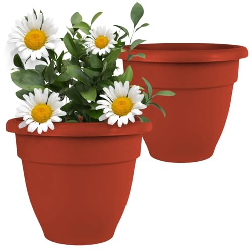 IMAGINEA 18 Inch Flower Pot for Home Decoration | Big Size Plastic Pot for Living Room, Office | Gamla for Plants | Planter Pots for Balcony | Large Pots for Garden | Plant Pot (Pack of 2) - Image 1