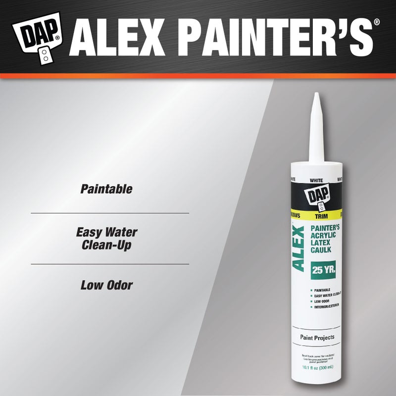 Alex DAP Alex Painter's Acrylic Latex Caulk, White, 10.1 Oz (7079818670) - Image 2