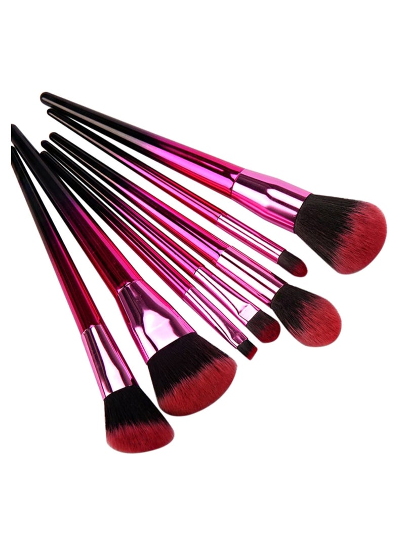 طقم فراشي مكياج محمولة من 7 قطع وردي/أسود - Image 2