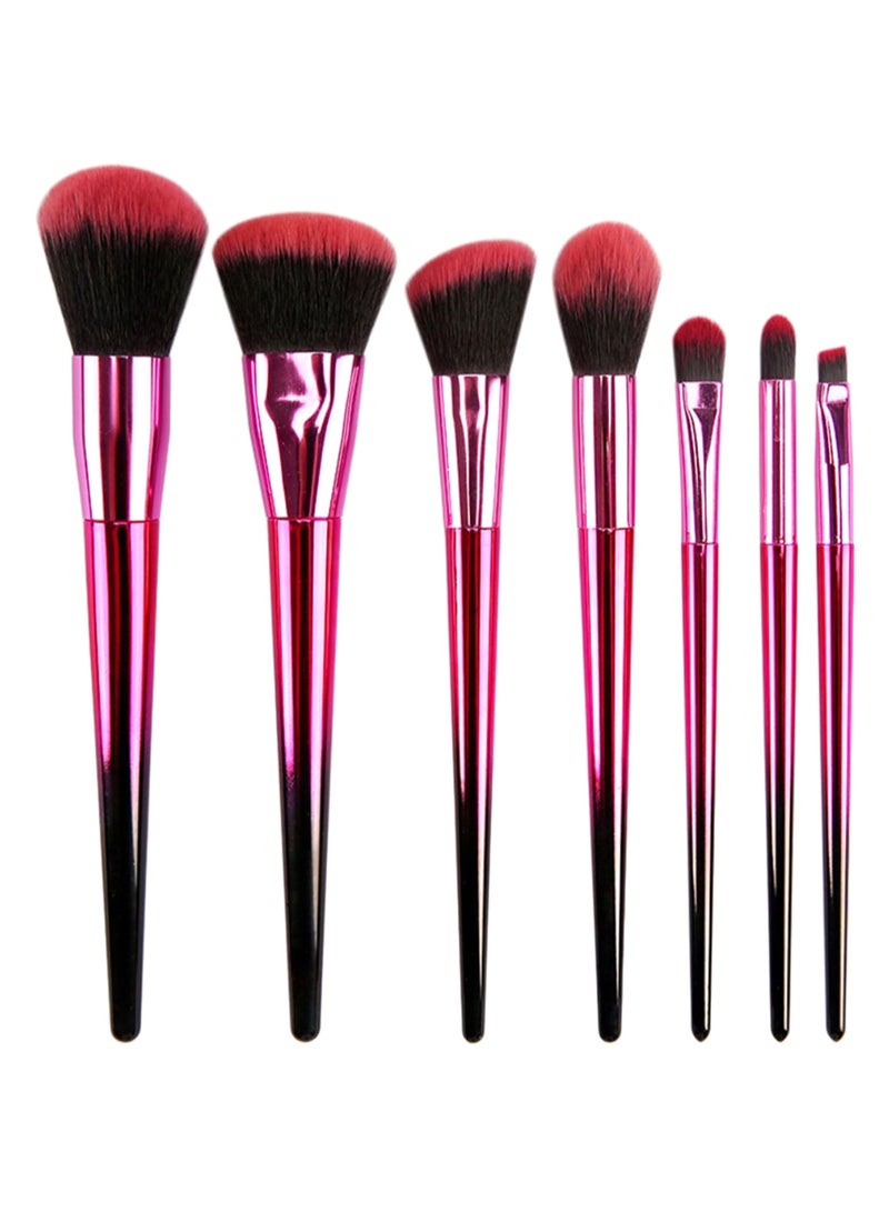 طقم فراشي مكياج محمولة من 7 قطع وردي/أسود - Image 1