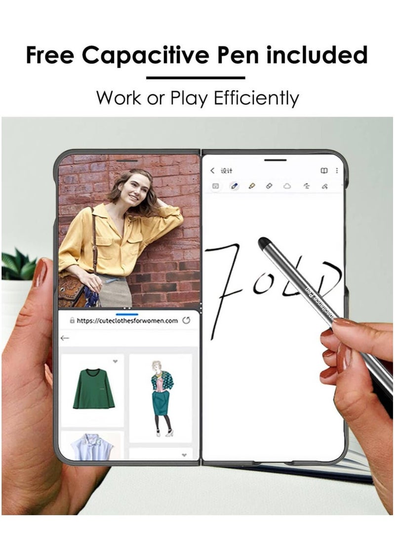Case for OnePlus Open 2023, Ultra Slim Shockproof Matte PC Cover with Built-in Screen Protector and Capacitive Pen, Protective One Plus Open Cover, Black