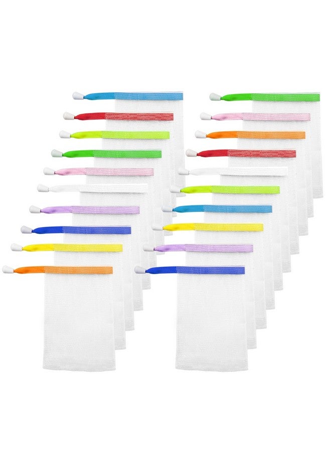 ELANE 20 Pcs Soap Mesh Bag,Mesh Soap Bags For Soap Bars,Soap Exfoliating Bag Soap Saver Bag For Foaming And Drying,Hangable (Random Colors) - Image 1