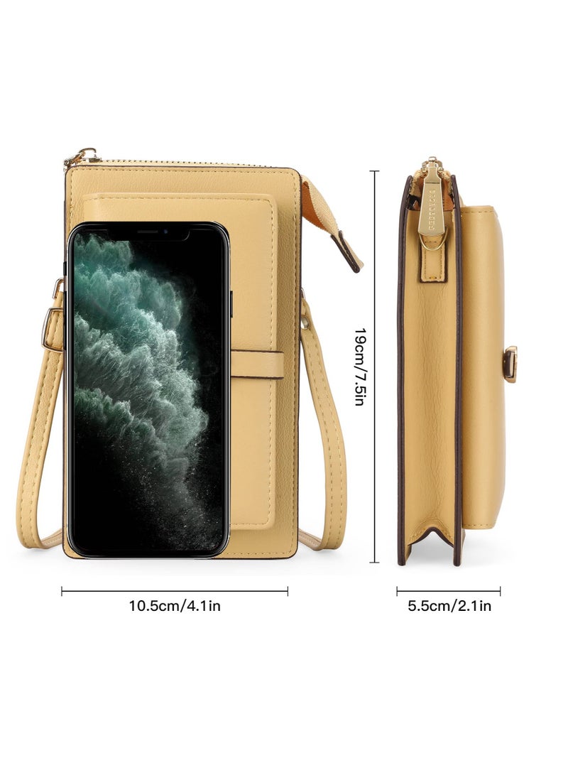 Excefore Large Touch Screen Crossbody Phone Bags for Women, Leather Cross Body Bag Mobile Phone Purse, Mini Shoulder Bags Ladies Handbags, with 8 Credit Card Slots - Image 5