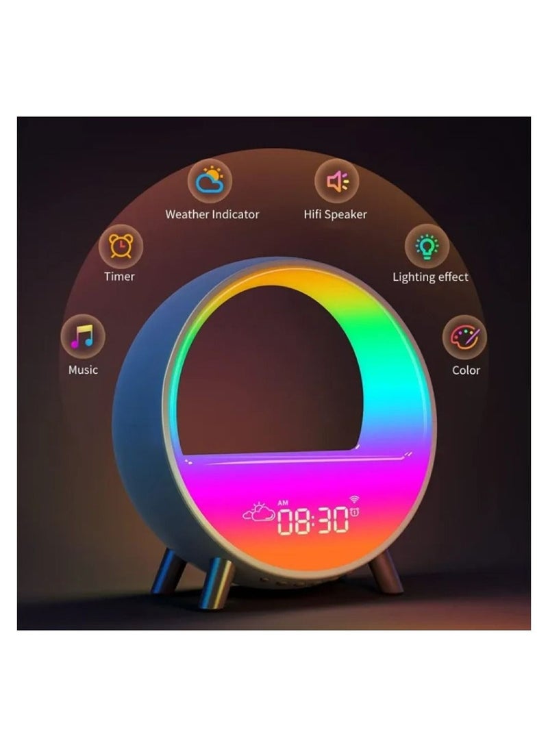 مكبر صوت منبه ذكي LED | LED ملون يستيقظ ضوء التحكم في التطبيق الصوتي - Image 3