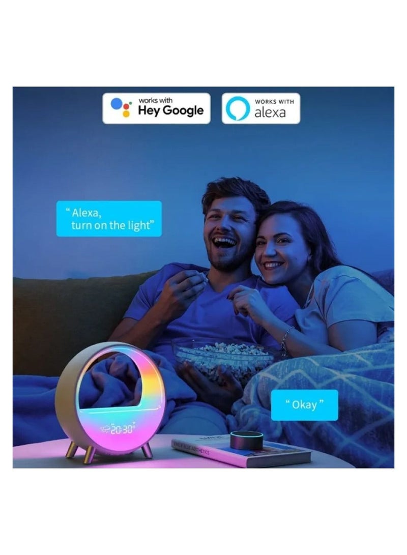 مكبر صوت منبه ذكي LED | LED ملون يستيقظ ضوء التحكم في التطبيق الصوتي - Image 2