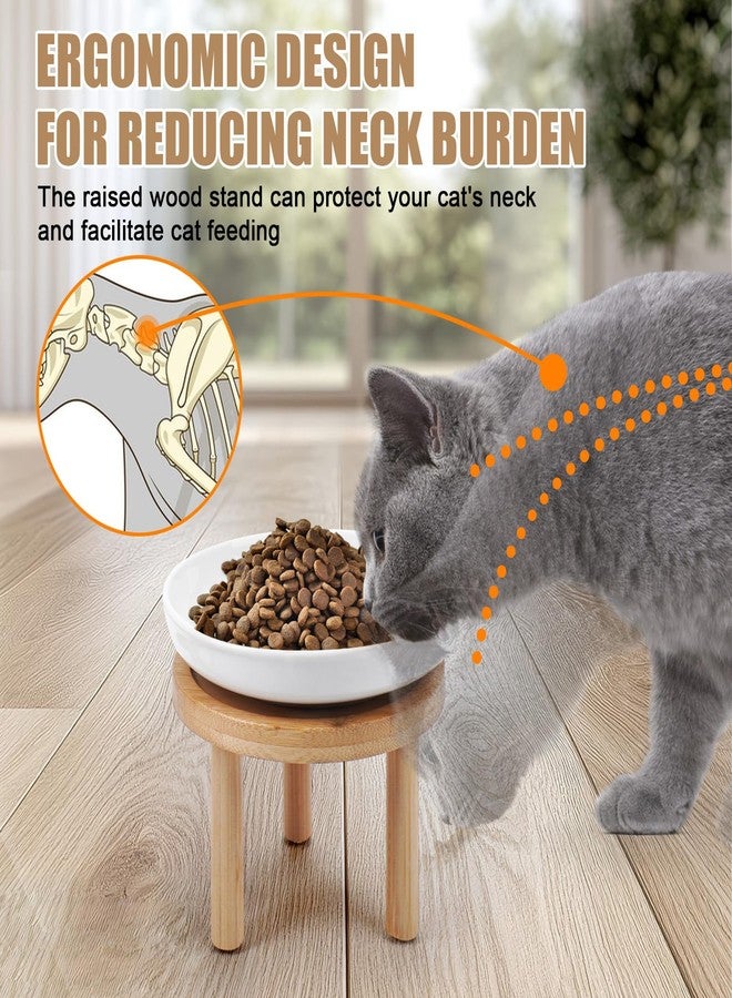 Lfpkixise Shallow Elevated Cat Bowls with Bamboo Stand, 5.9 Inch Raised Slow Feeder Cat Bowl and Wide Ceramic Cats Bowls Whisker Friendly, 2 Pack Pet Dishes for Dry and Wet Food Dishwasher Safe - Image 3