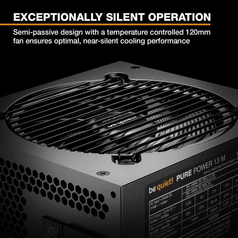 be quiet! Pure Power 13 M 850W Power Supply, 80 PlusÂ® Gold Certification, ATX 3.1 PSU, Support for PCIe 5.1 GPUs, semi-Passive 120mm be quiet! Fan, LLC Technology, Single Rail, for Overclocked GPUs - Image 2