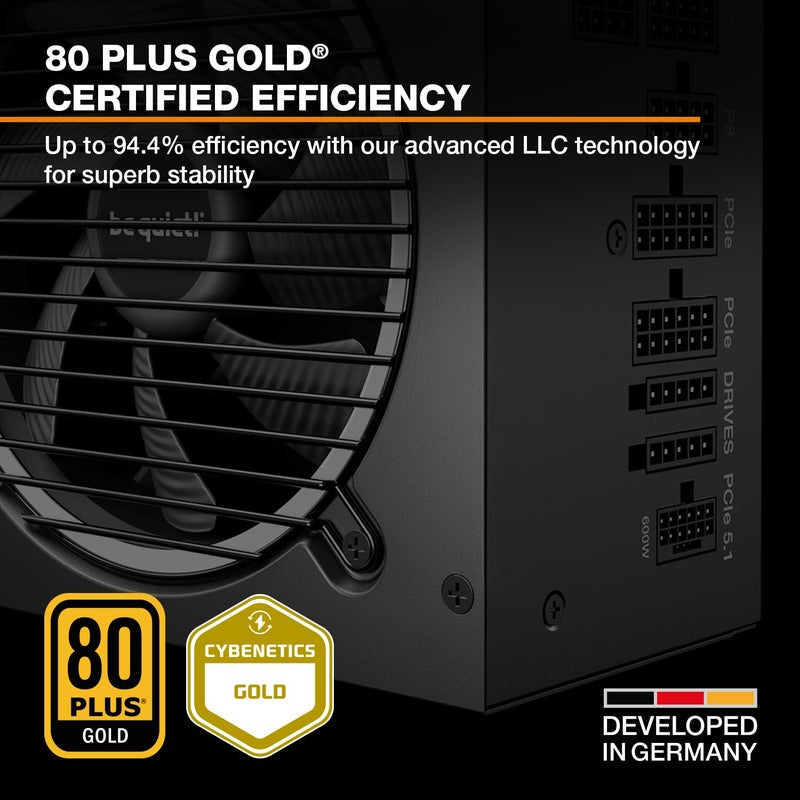 be quiet! Pure Power 13 M 850W Power Supply, 80 PlusÂ® Gold Certification, ATX 3.1 PSU, Support for PCIe 5.1 GPUs, semi-Passive 120mm be quiet! Fan, LLC Technology, Single Rail, for Overclocked GPUs - Image 3