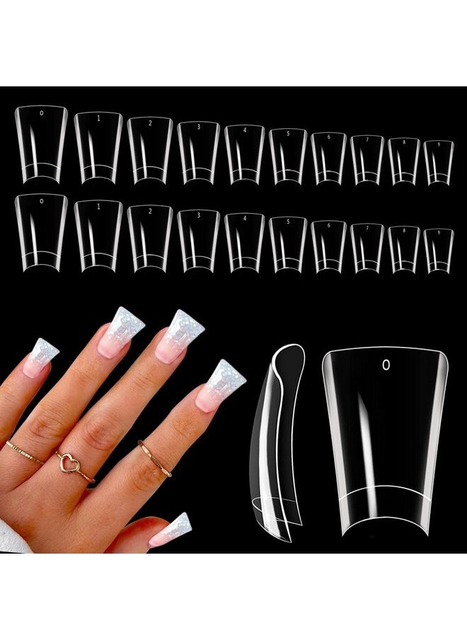 Namgznso - 500Pcs Duck Nail Tips, Clear Short Duck Nail Tips For Acrylic Nails Professional, Extra Short Duck Feet Flared Nail Tips Half Cover Fan Wide French False Nail Tips For Extension Nail Salon 10 Sizes - Image 1