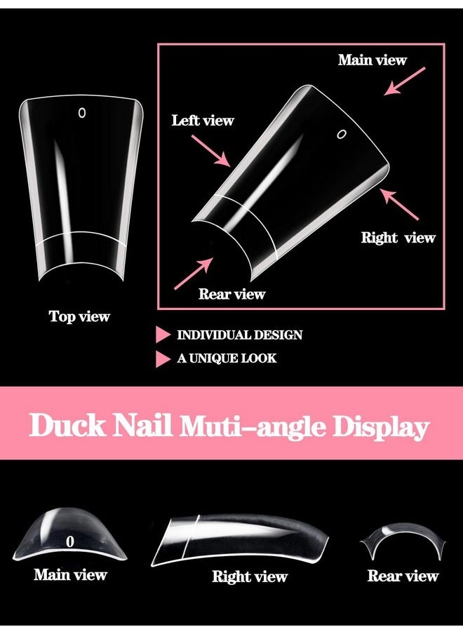 Namgznso - 500Pcs Duck Nail Tips, Clear Short Duck Nail Tips For Acrylic Nails Professional, Extra Short Duck Feet Flared Nail Tips Half Cover Fan Wide French False Nail Tips For Extension Nail Salon 10 Sizes - Image 1