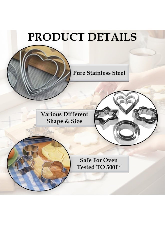 مجموعة من 12 قطعة من قطاعات البسكويت المصنوعة من الفولاذ المقاوم للصدأ بأشكال مختلفة - Image 3