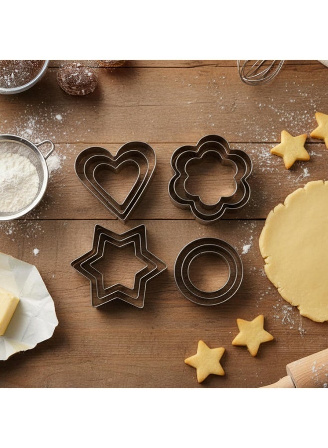 مجموعة من 12 قطعة من قطاعات البسكويت المصنوعة من الفولاذ المقاوم للصدأ بأشكال مختلفة - Image 2