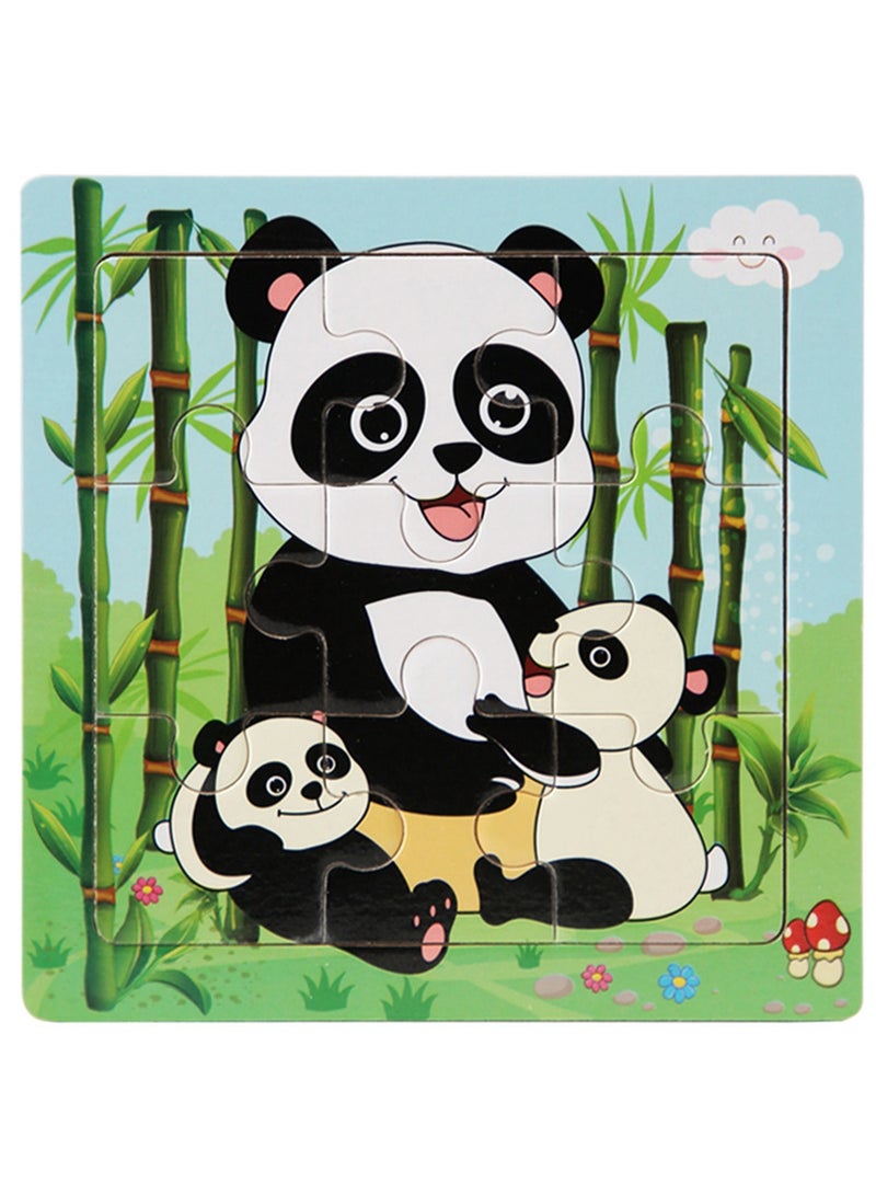 Children's Educational Wooden Cartoon Panda Jigsaw Puzzles Suitable Gift Bag Pack - Image 1